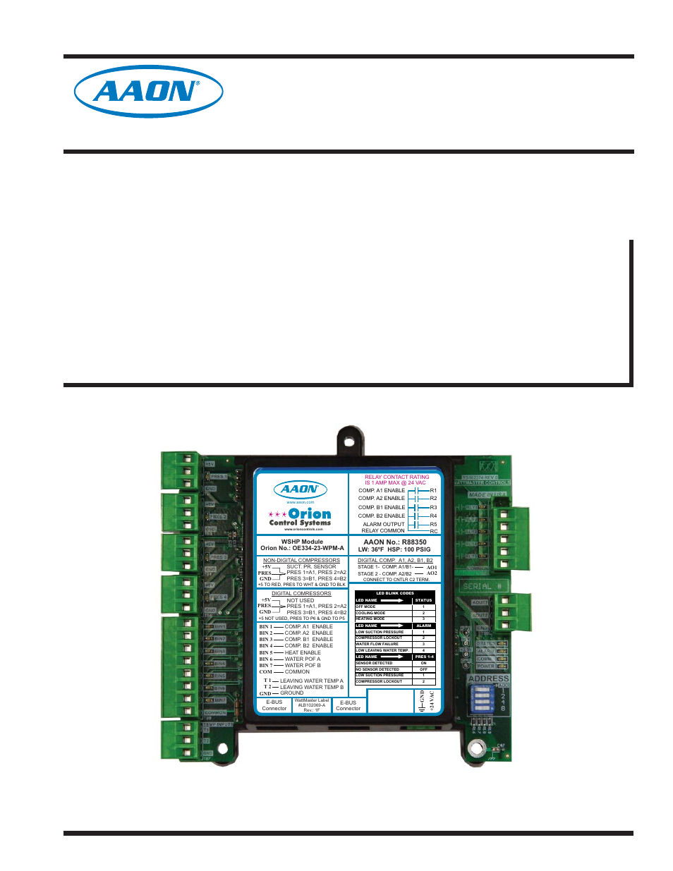 Orion System Water Source Heat Pump Module Tulsa User Manual | 20 pages