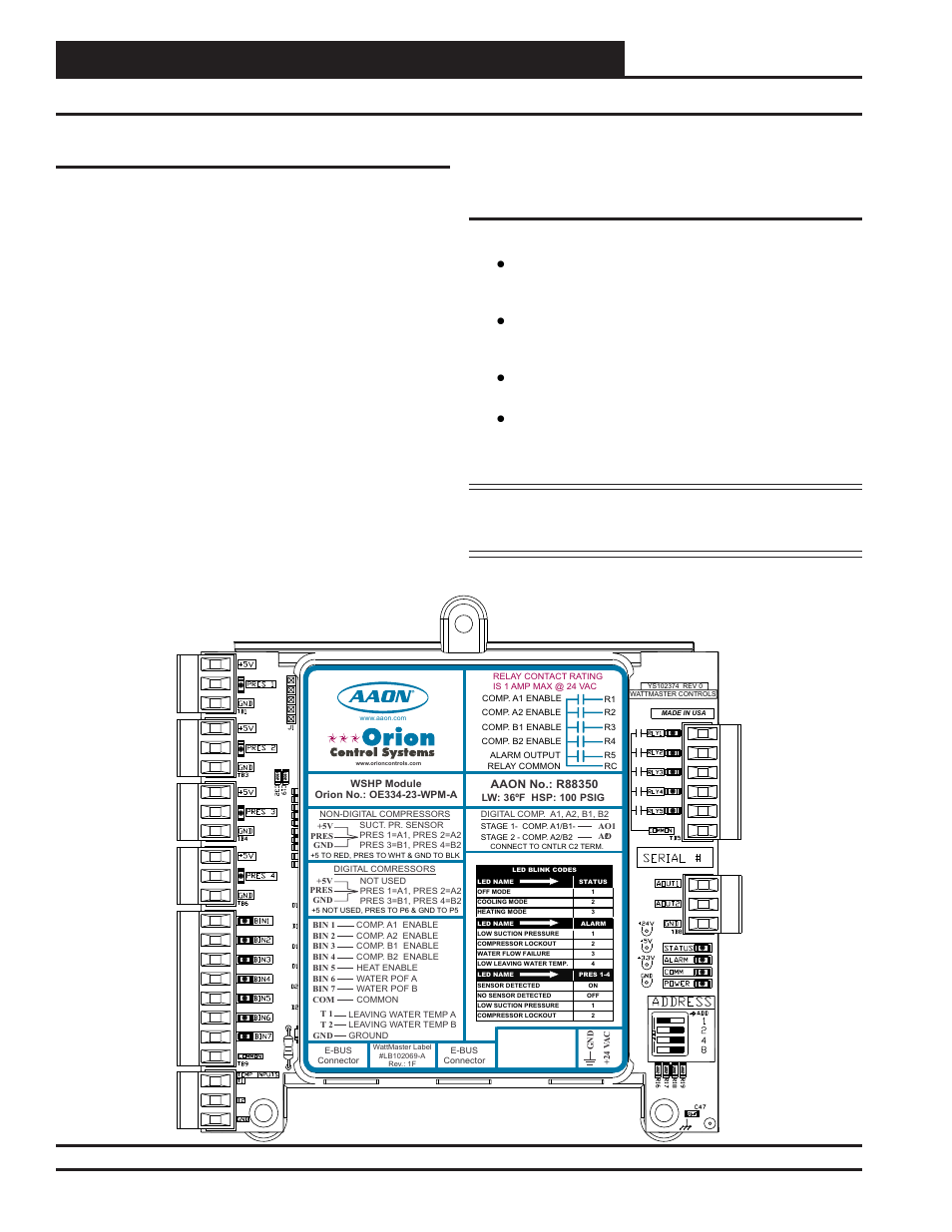 Water source heat pump module, Module overview, Technical guide 4 overview | Features, Figure 1: water source heat pump module, Distribution module to e-bus interface | Orion System Water Source Heat Pump Module Tulsa User Manual | Page 4 / 20