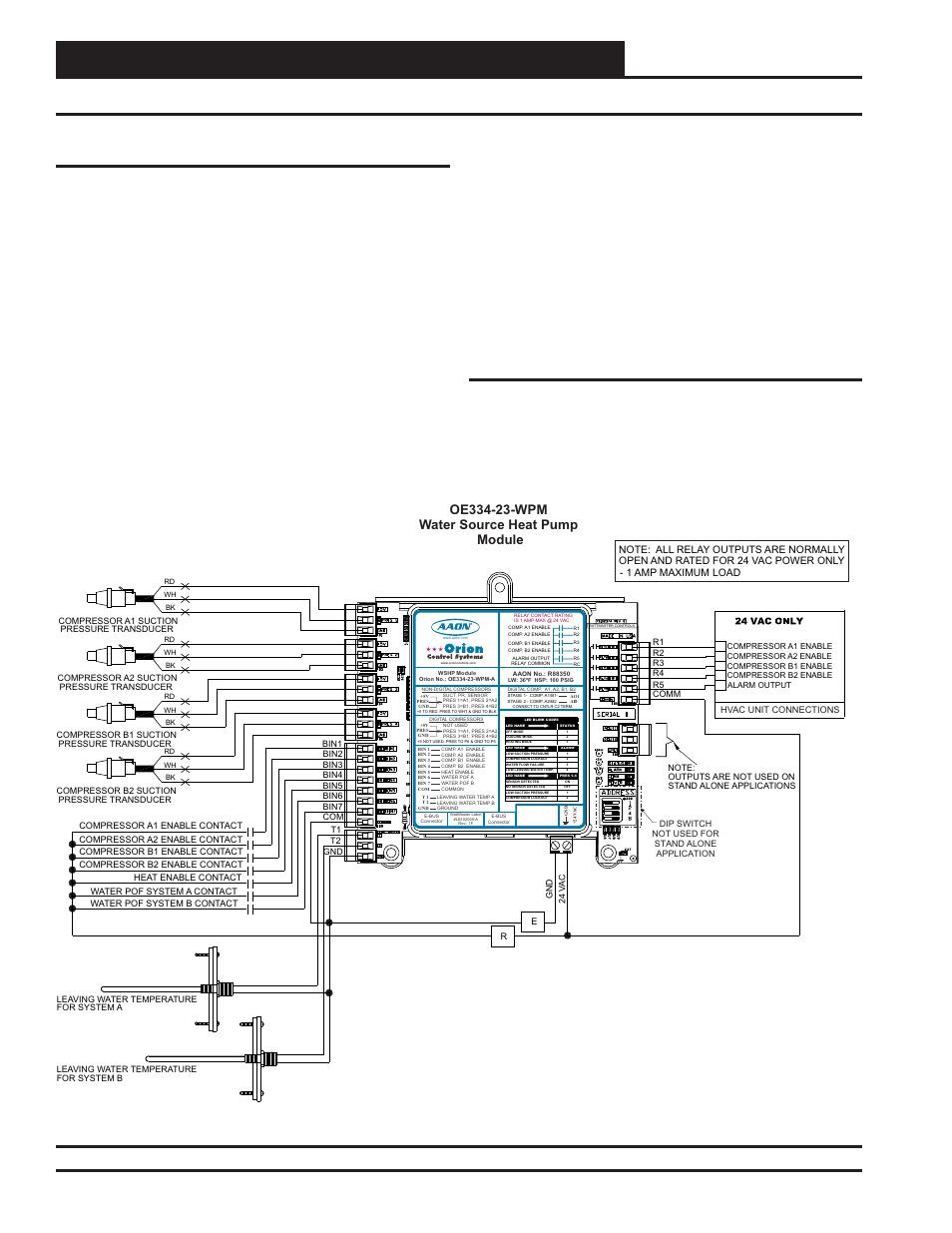 Water source heat pump module, Installation & wiring, Technical guide 6 important wiring considerations | Stand-alone wiring, 1 amp maximum load | Orion System Water Source Heat Pump Module Tulsa User Manual | Page 6 / 20