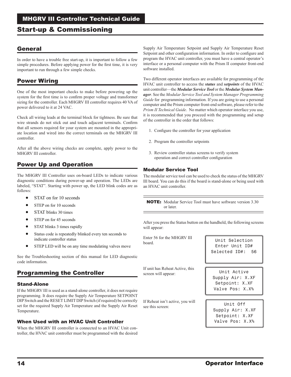 Start-up & commissioning | Orion System MHGRV III User Manual | Page 14 / 20