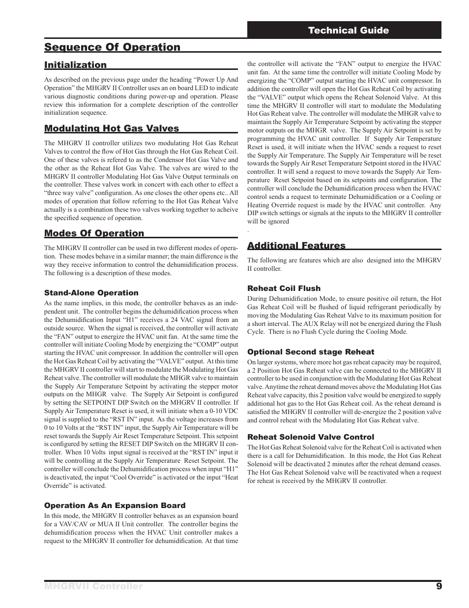 Sequence of operation | Orion System MHGRV II User Manual | Page 9 / 12