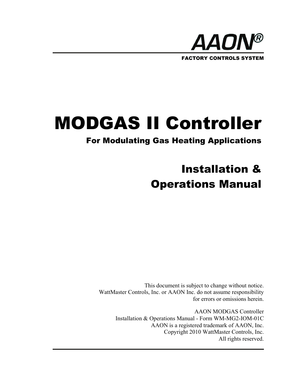 Modgas ii controller, Installation & operations manual | Orion System MODGAS II User Manual | Page 2 / 22