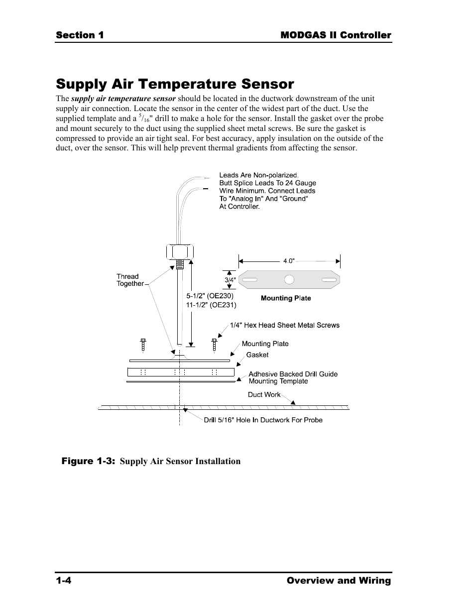 Supply air temperature sensor | Orion System MODGAS II User Manual | Page 8 / 22