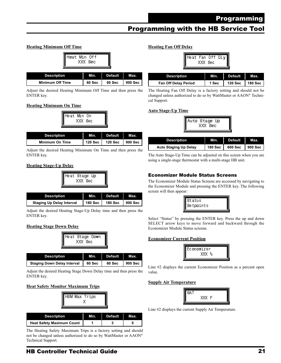 Programming, Programming with the hb service tool, 21 hb controller technical guide | Orion System HB Controller User Manual | Page 21 / 48
