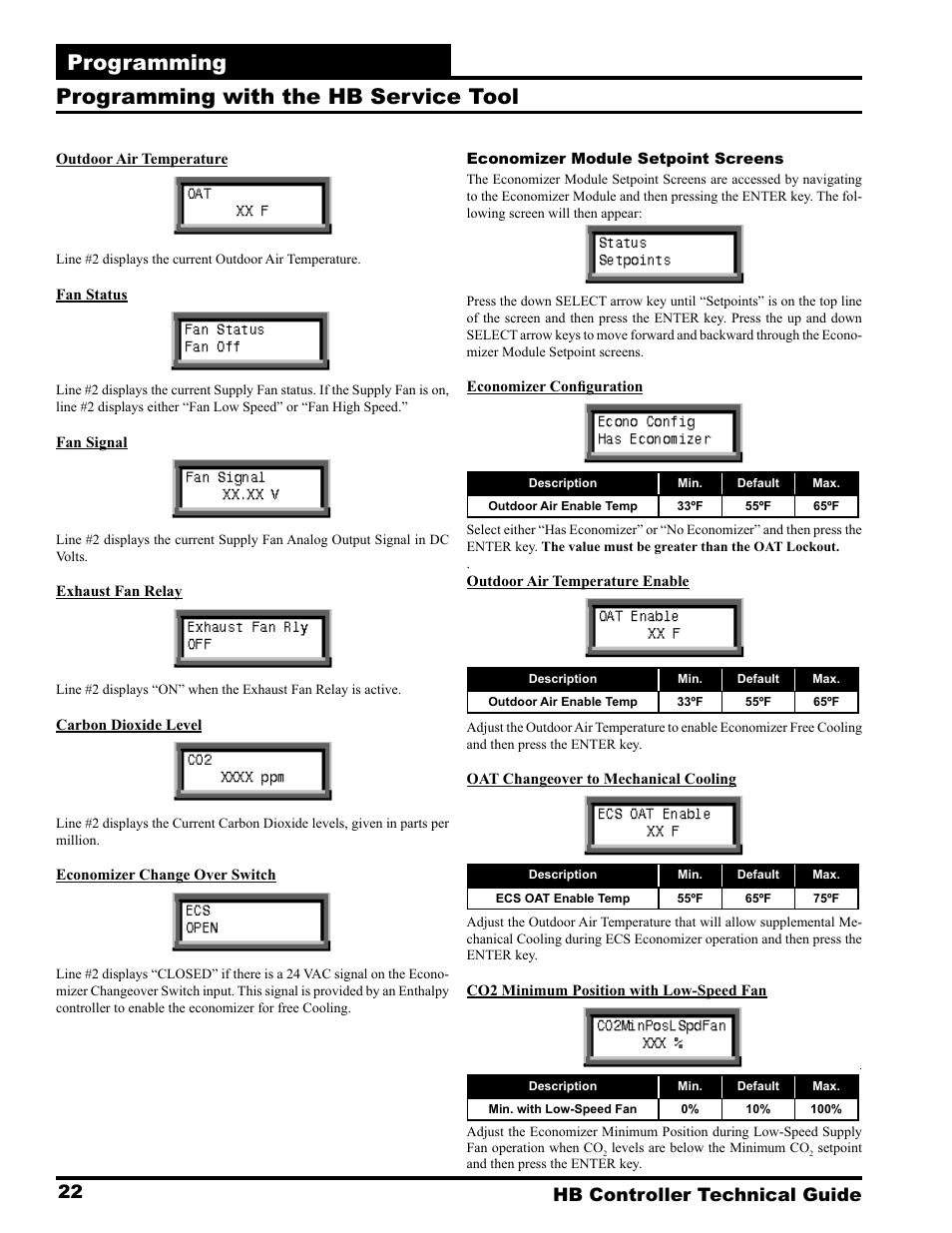 Programming, Programming with the hb service tool, 22 hb controller technical guide | Orion System HB Controller User Manual | Page 22 / 48