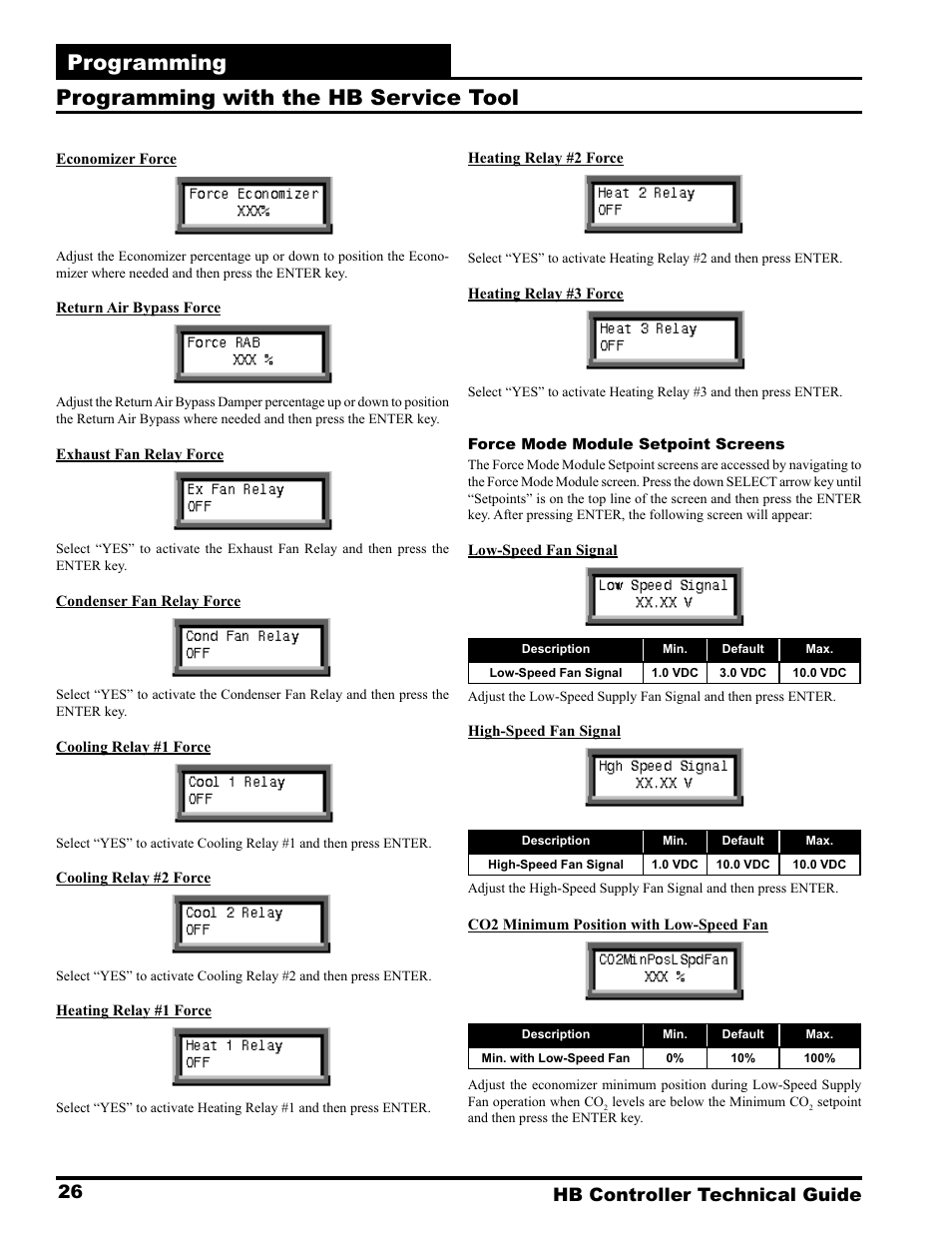 Programming, Programming with the hb service tool, 26 hb controller technical guide | Orion System HB Controller User Manual | Page 26 / 48