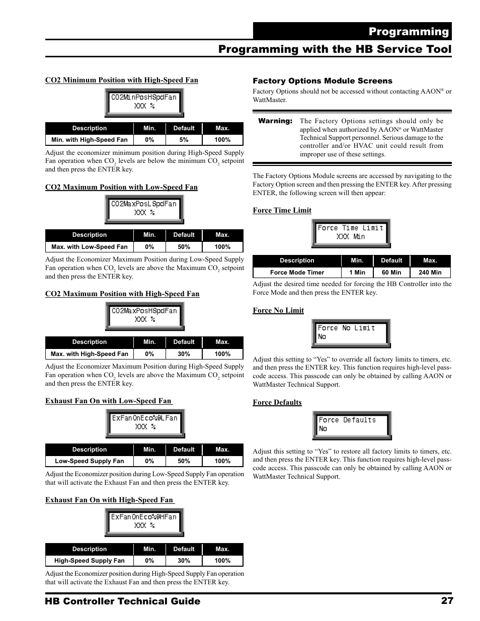 Programming, Programming with the hb service tool, 27 hb controller technical guide | Orion System HB Controller User Manual | Page 27 / 48