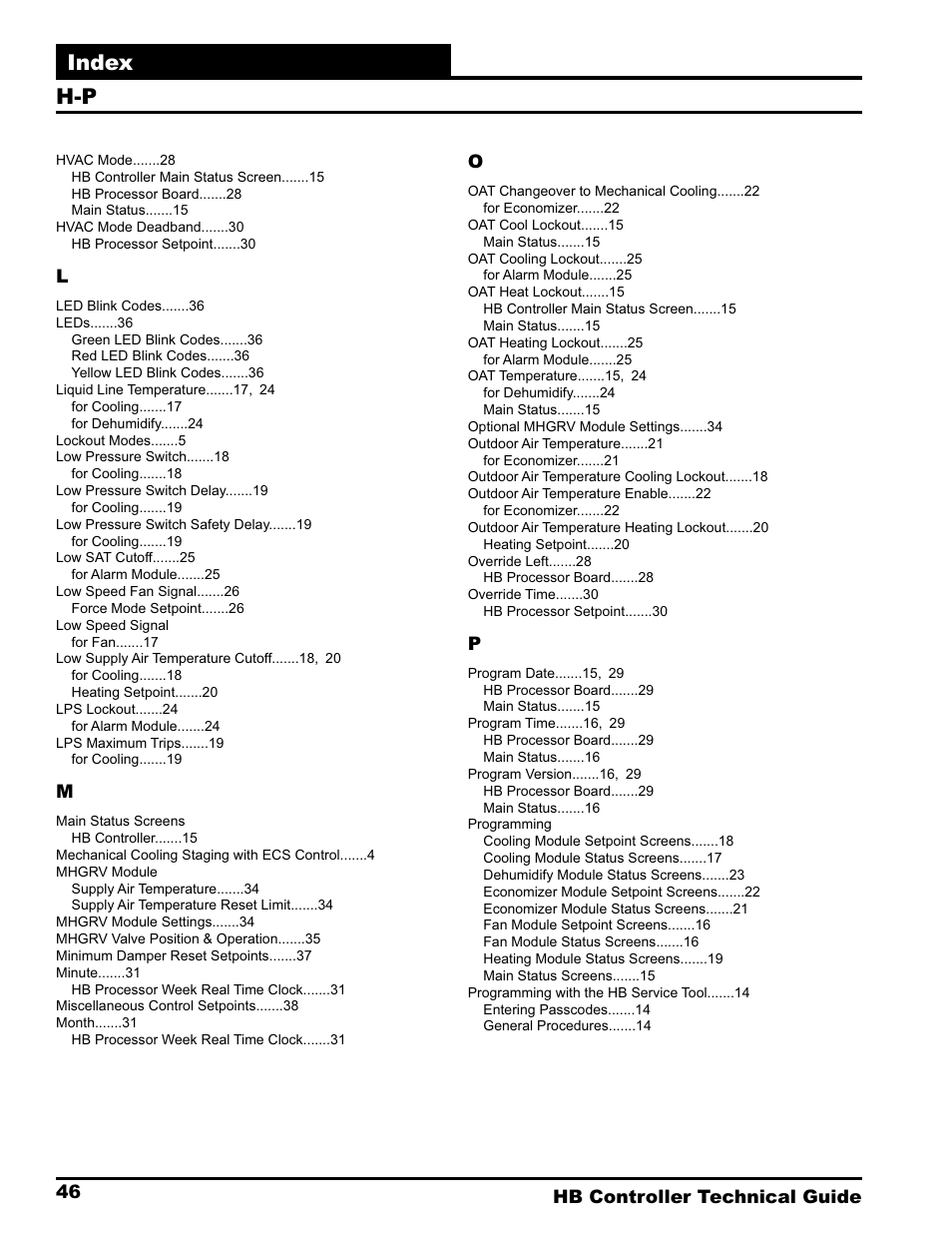 Index | Orion System HB Controller User Manual | Page 46 / 48