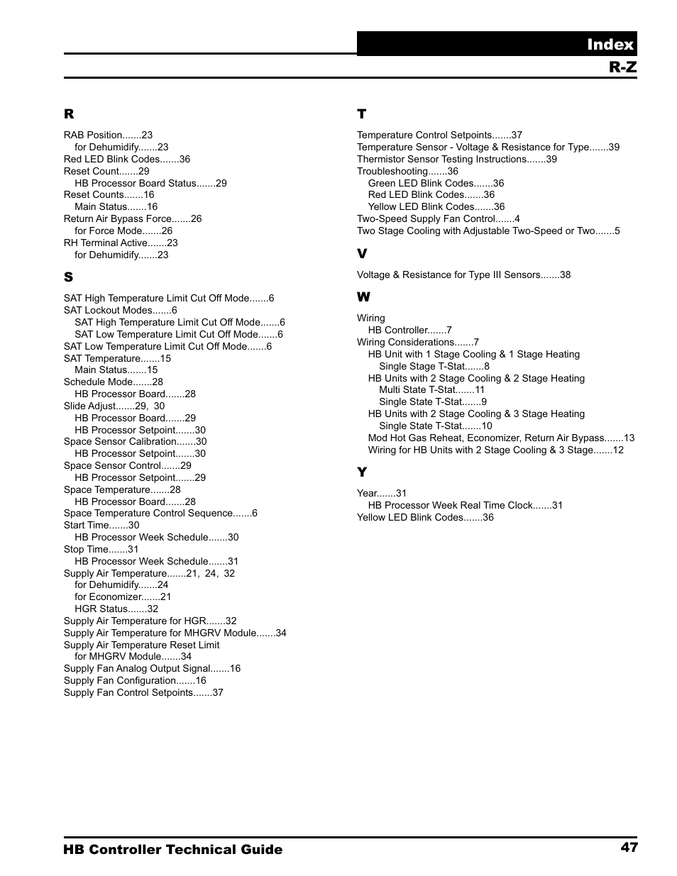Index | Orion System HB Controller User Manual | Page 47 / 48