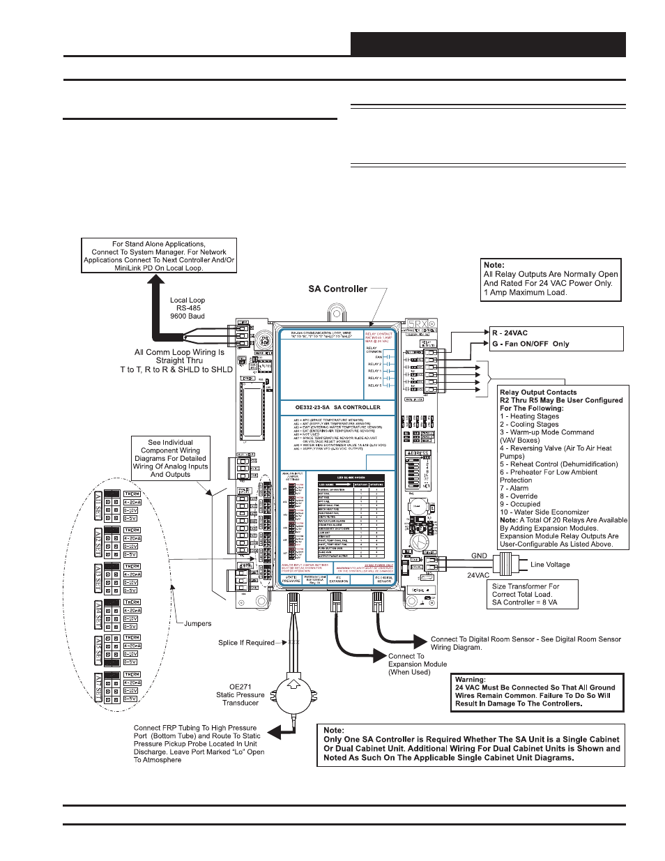 Installation & wiring, Sa controller wiring | Orion System SA Controller User Manual | Page 11 / 70