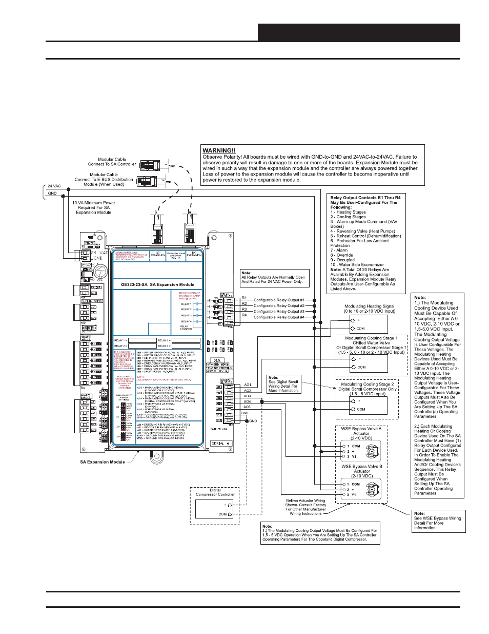 Installation & wiring, Sa expansion module output wiring | Orion System SA Controller User Manual | Page 21 / 70