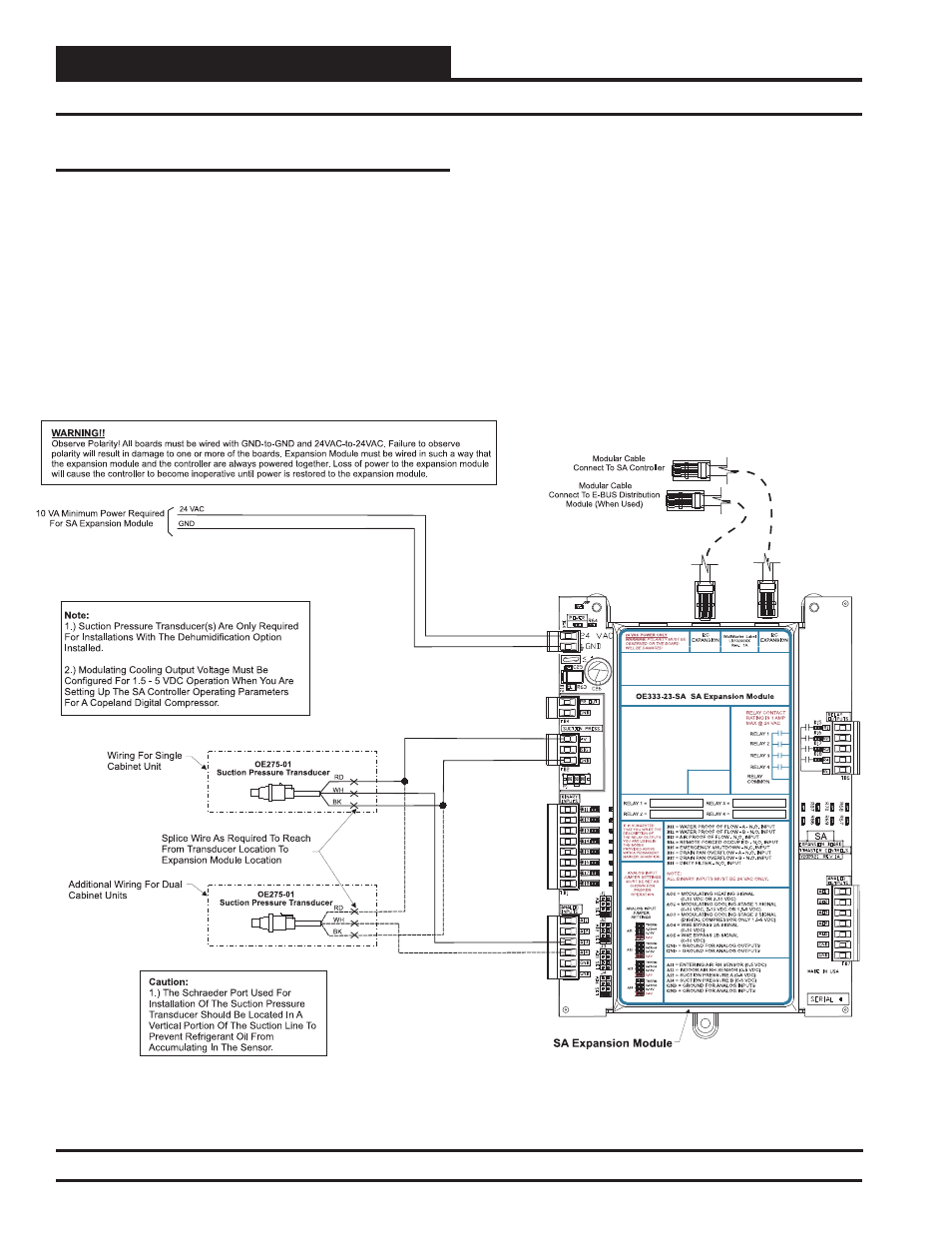 Installation & wiring, Suction pressure transducer wiring | Orion System SA Controller User Manual | Page 22 / 70