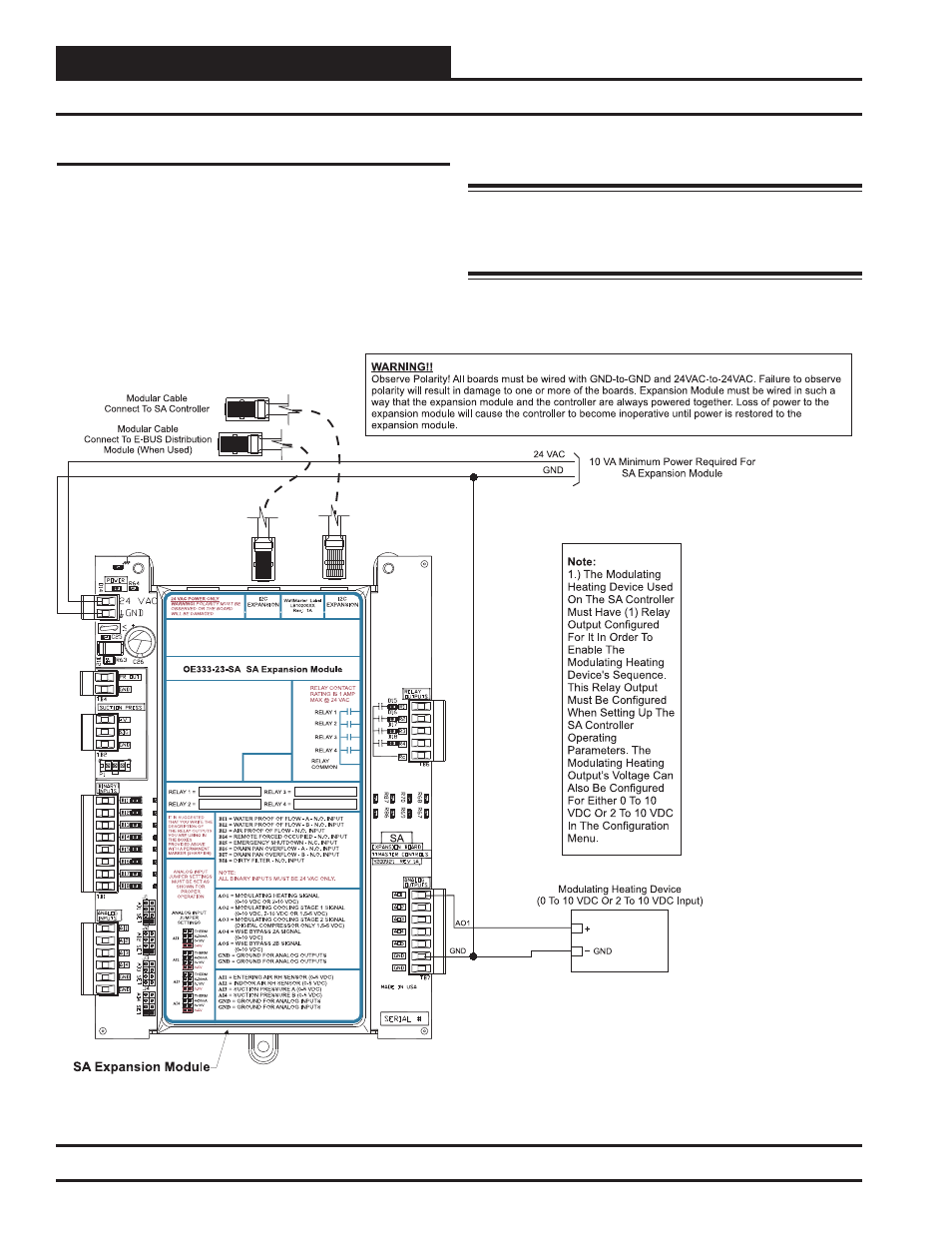 Installation & wiring, Modulating heating device wiring | Orion System SA Controller User Manual | Page 26 / 70