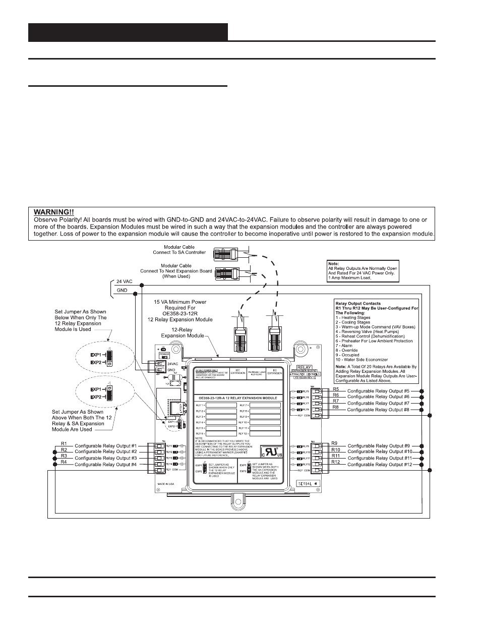 Installation & wiring, Relay expansion module overview and wiring | Orion System SA Controller User Manual | Page 30 / 70