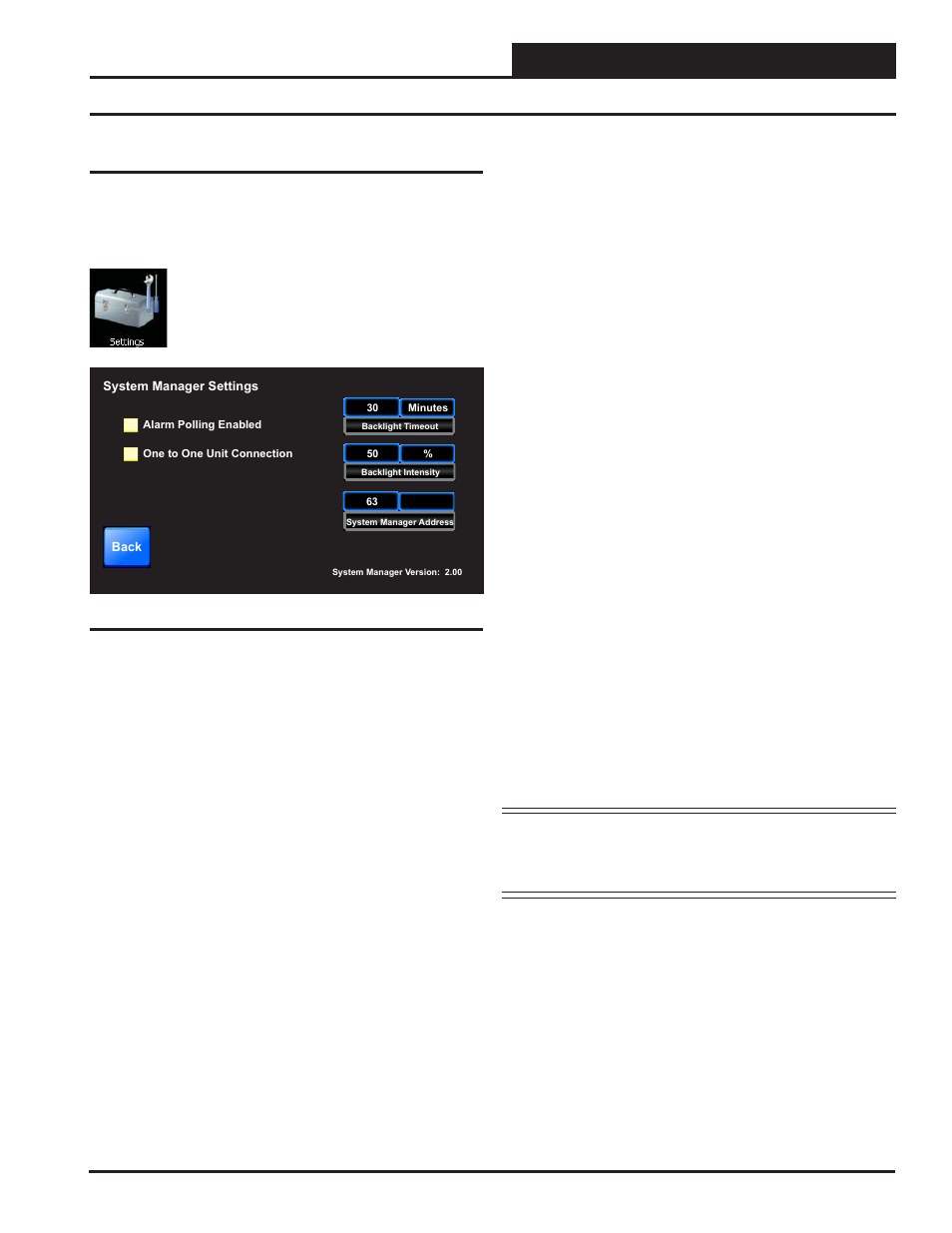 Main screen functions, System manager settings, Smts ii technical guide | Orion System System Manager TS II In-House User Manual | Page 17 / 84