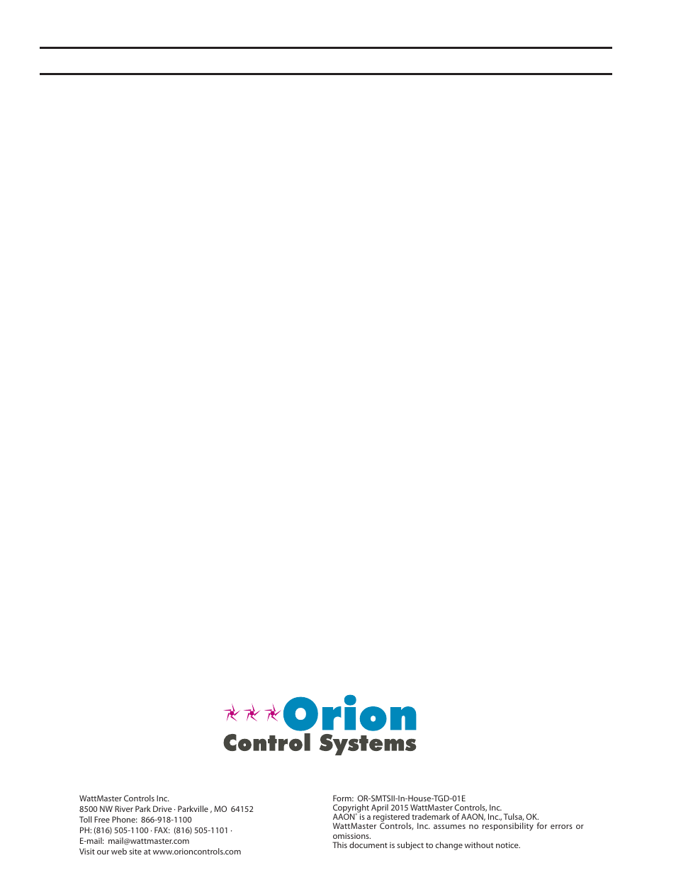 Orion System System Manager TS II In-House User Manual | Page 2 / 84