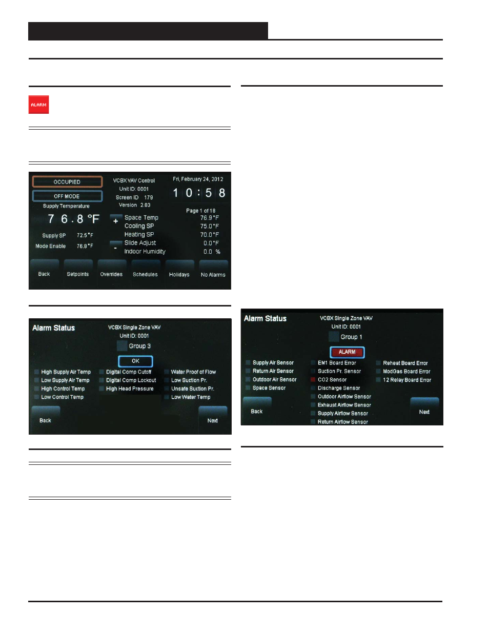 Vcm, vcm-x & vcb-x controllers, Viewing and enabling/disabling vcb-x alarms | Orion System System Manager TS II In-House User Manual | Page 22 / 84