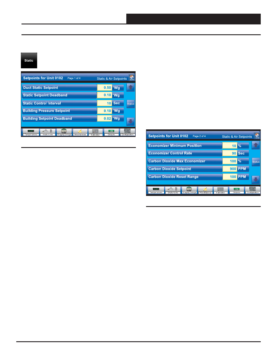 Vcm & vcm-x controllers, Vcm & vcm-x static setpoints, Smts ii technical guide | Orion System System Manager TS II In-House User Manual | Page 35 / 84