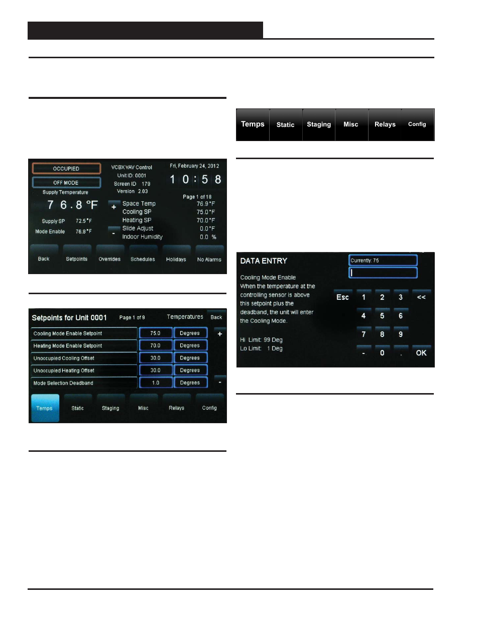 Vcm, vcm-x & vcb-x controllers, Vcb-x controllers, Accessing and entering vcb-x setpoints | Orion System System Manager TS II In-House User Manual | Page 42 / 84