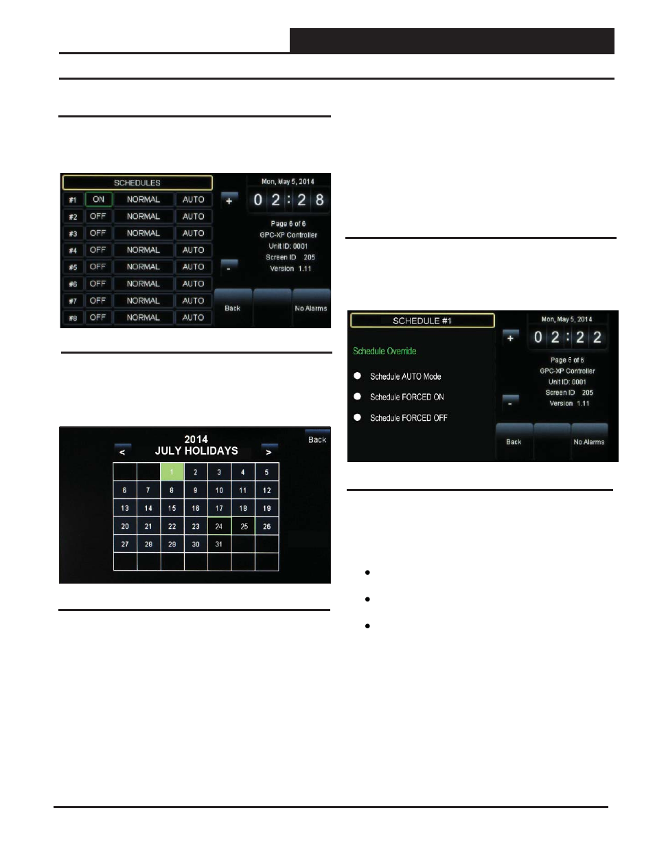 Holidays & schedule override, Viewing and setting holidays & schedule override, Viewing and setting holidays | Orion System System Manager TS II For GPC-XP User Manual | Page 17 / 24