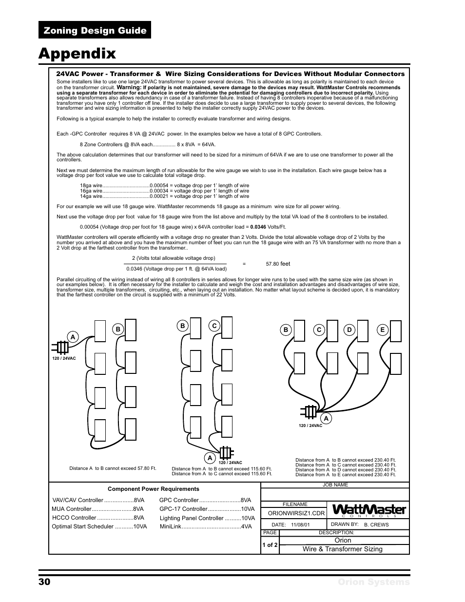 Appendix, 30 orion systems zoning design guide | Orion System Zoning User Manual | Page 30 / 32