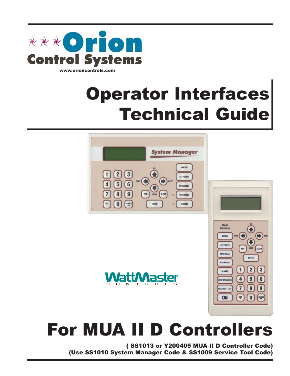 Orion System MUA II D Controllers Operator Interfaces User Manual | 24 pages