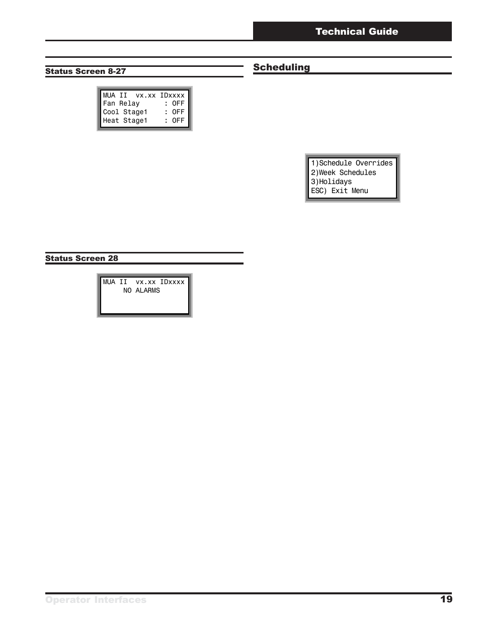 Operator interfaces technical guide 19, Scheduling | Orion System MUA II D Controllers Operator Interfaces User Manual | Page 19 / 24