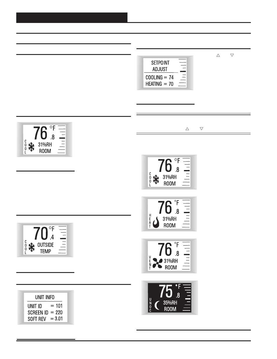 Digital room sensor, Sensor operation main sensor display screens | Orion System Digital Room v.1 User Manual | Page 6 / 16