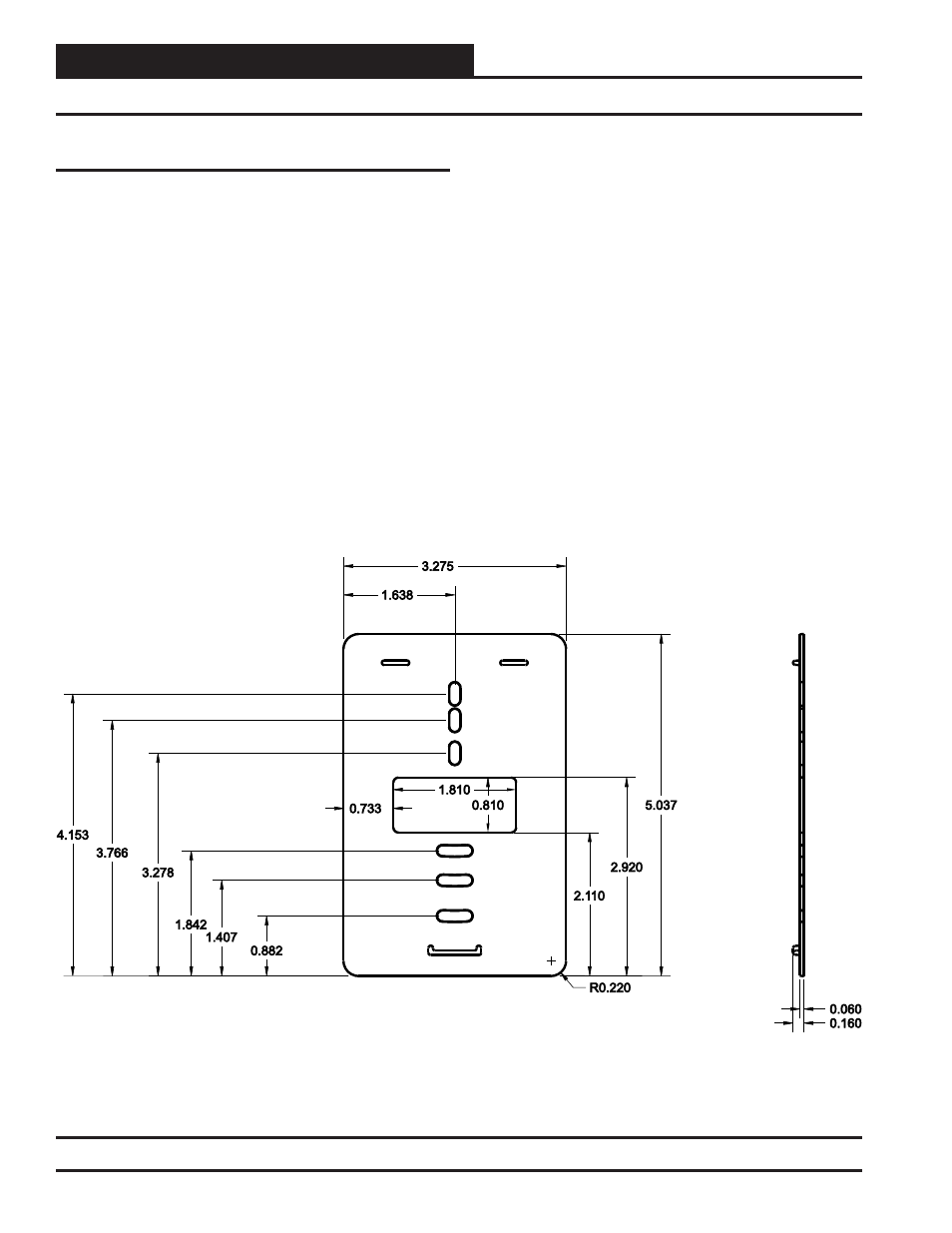 Sensor, Appendix - mounting plate dimensions, Technical guide 10 | Optional mounting plate | Orion System CO2 Sensor v.1 User Manual | Page 10 / 12