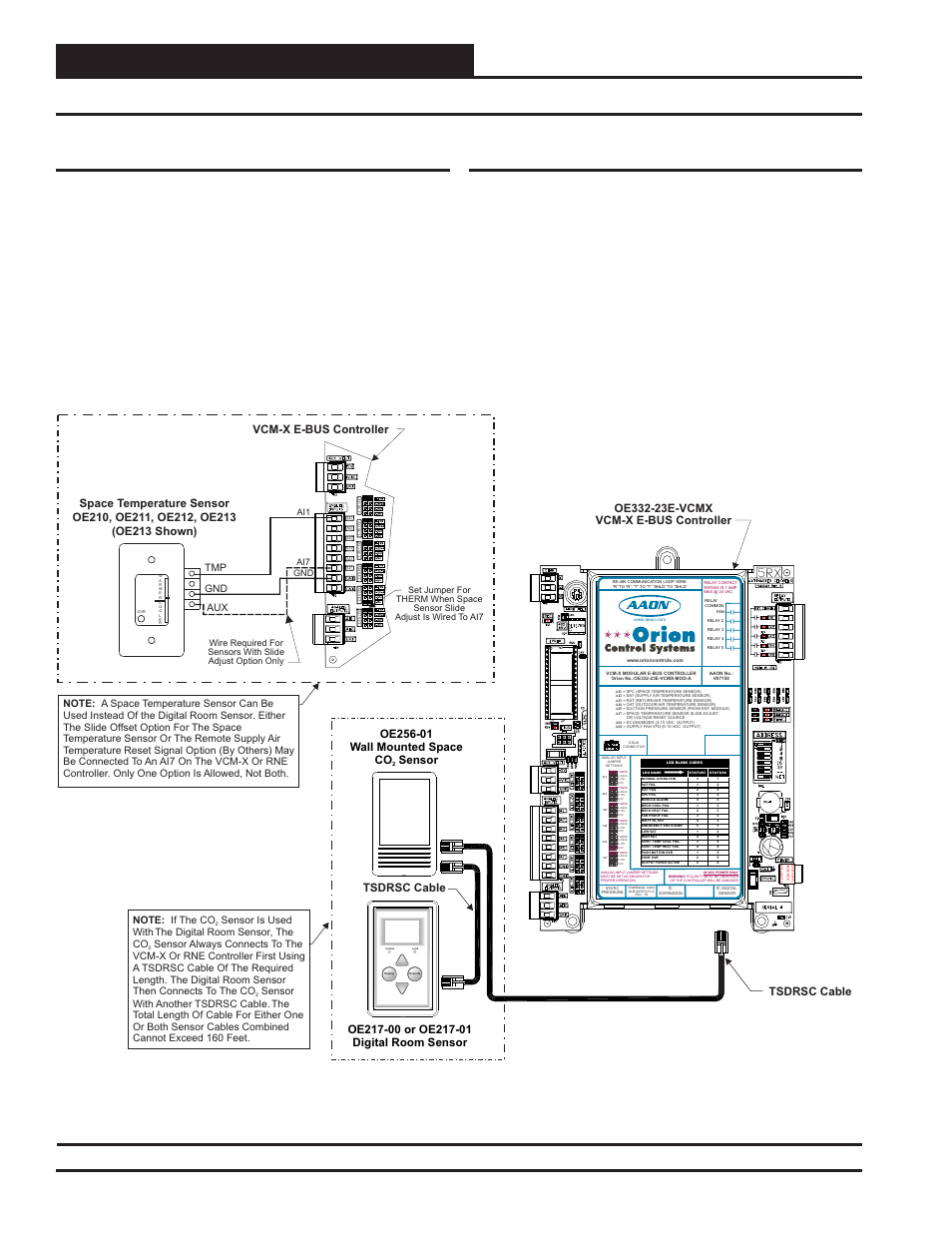 Sensor, Wall mounted space co, Sensor wiring to hvac unit controller | Technical guide 4, Wall mounting, Wiring to the hvac unit controller, Figure 2: wall mounted space co, Optional mounting plate, Vcm-x e-bus controller, Ai1 ai7 gnd | Orion System CO2 Sensor v.1 User Manual | Page 4 / 12