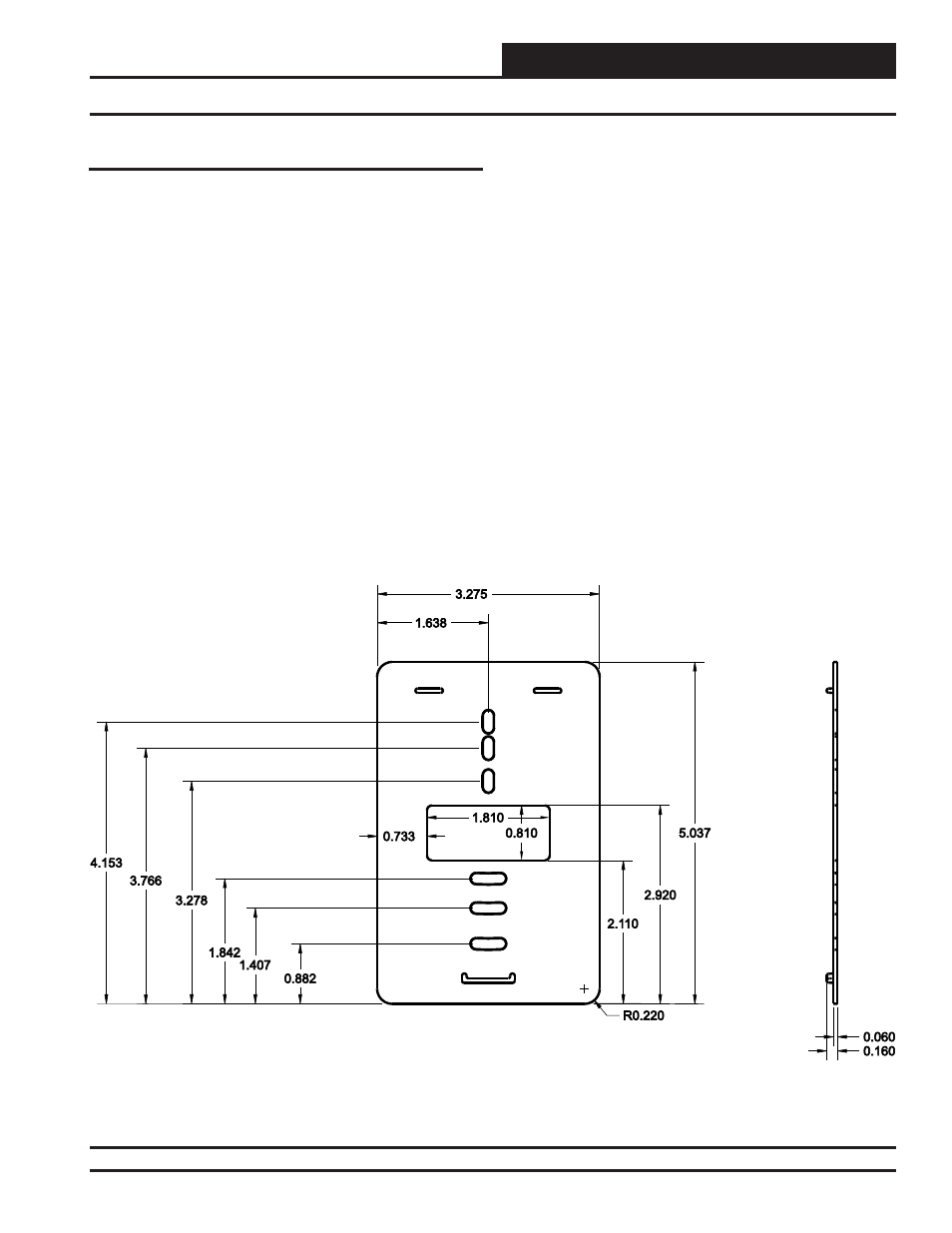 E-bus digital room sensor, Appendix - mounting plate dimensions, Operator interface | Optional mounting plate | Orion System E-BUS Digital Room v.1 User Manual | Page 15 / 16