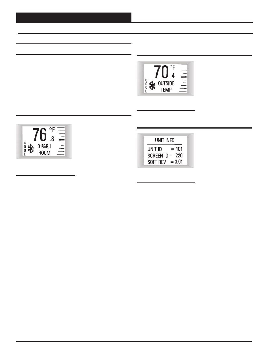 E-bus digital room sensor, Sensor operation main sensor display screens | Orion System E-BUS Digital Room v.1 User Manual | Page 6 / 16