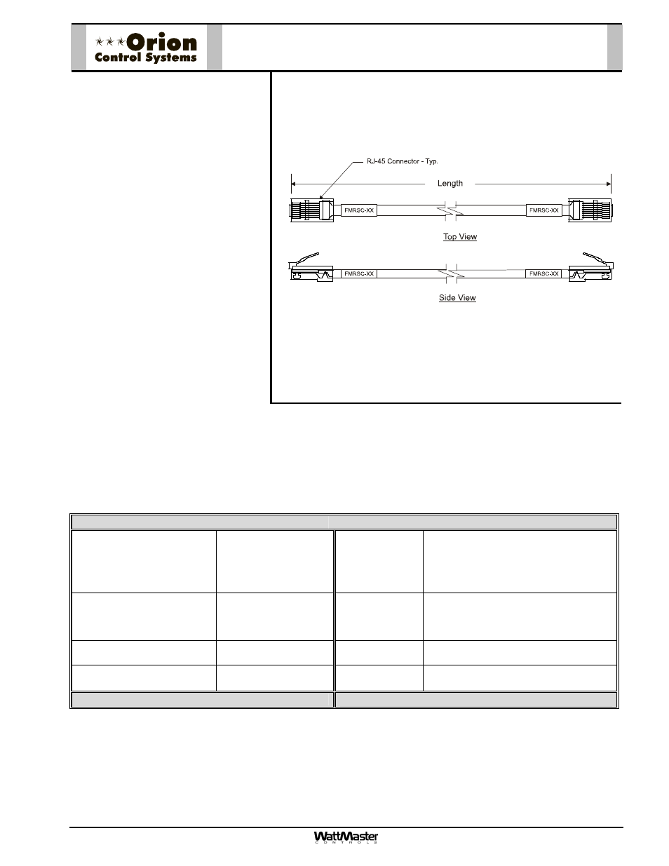 Fmrsc-xx modular room sensor cable, Description | Orion System OE217-00 User Manual | Page 11 / 38