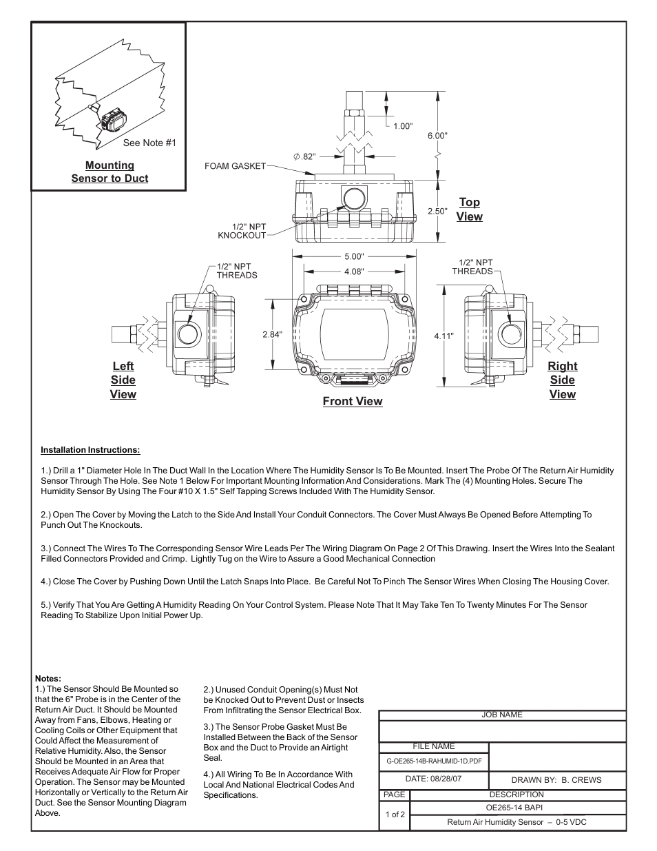 Front view right side view left side view top view | Orion System OE217-00 User Manual | Page 20 / 38