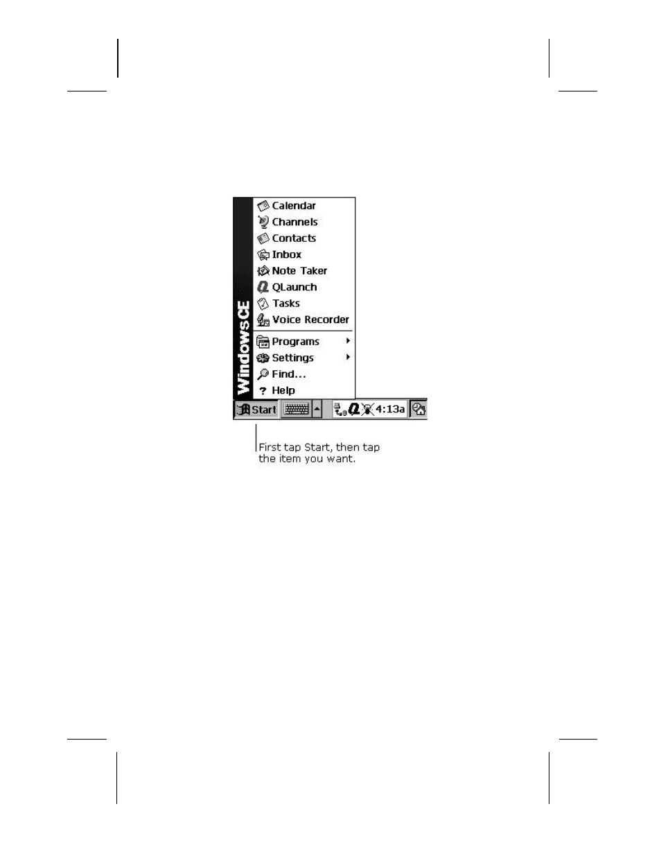Start menu and taskbar, Tart, Enu and | Askbar | Compaq AERO 2100 User Manual | Page 28 / 192