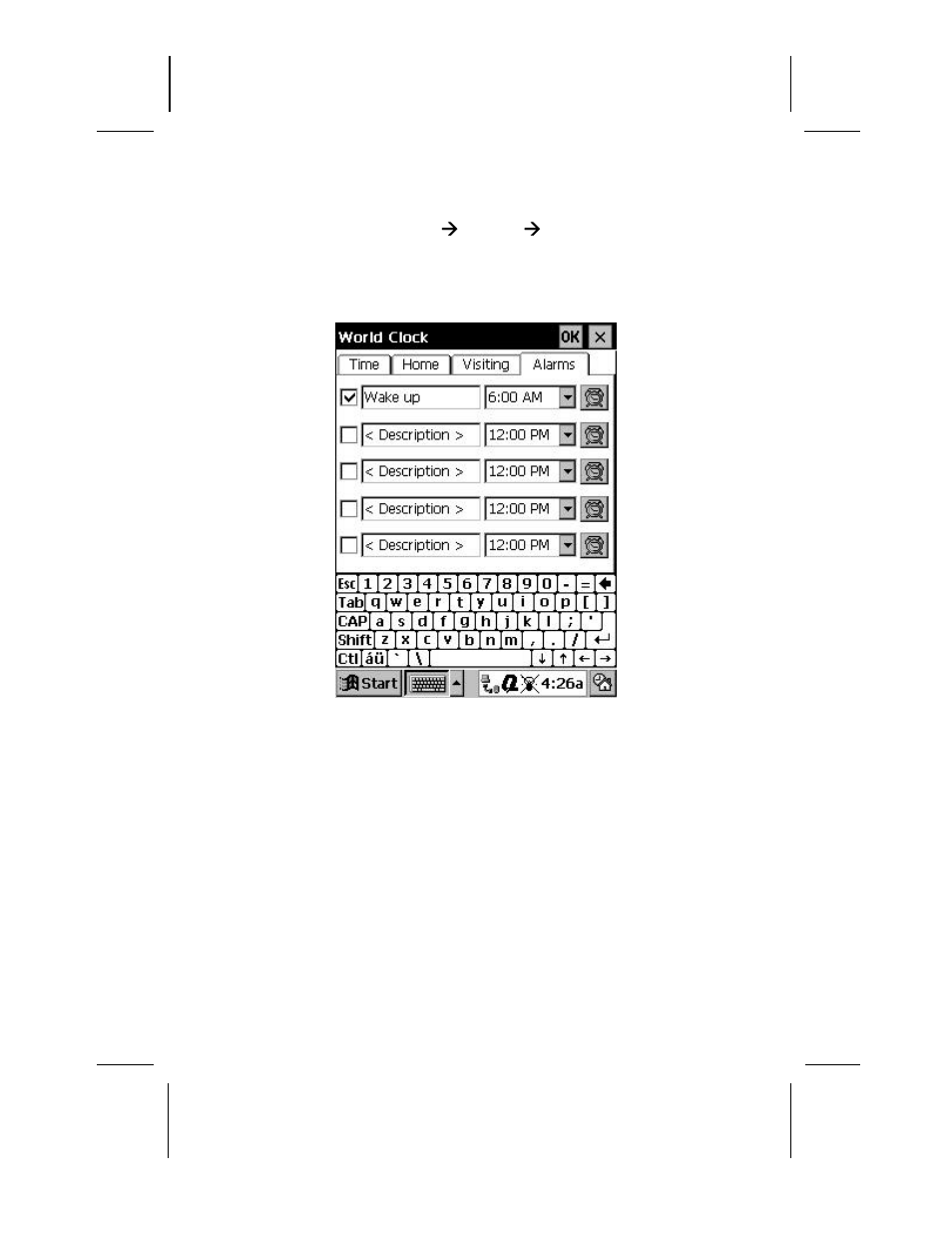 Setting an alarm in world clock | Compaq AERO 2100 User Manual | Page 71 / 192