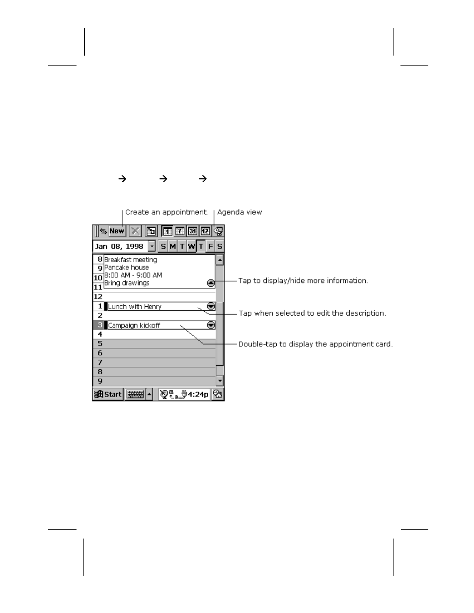 Calendar application, Alendar, Pplication | Compaq AERO 2100 User Manual | Page 84 / 192