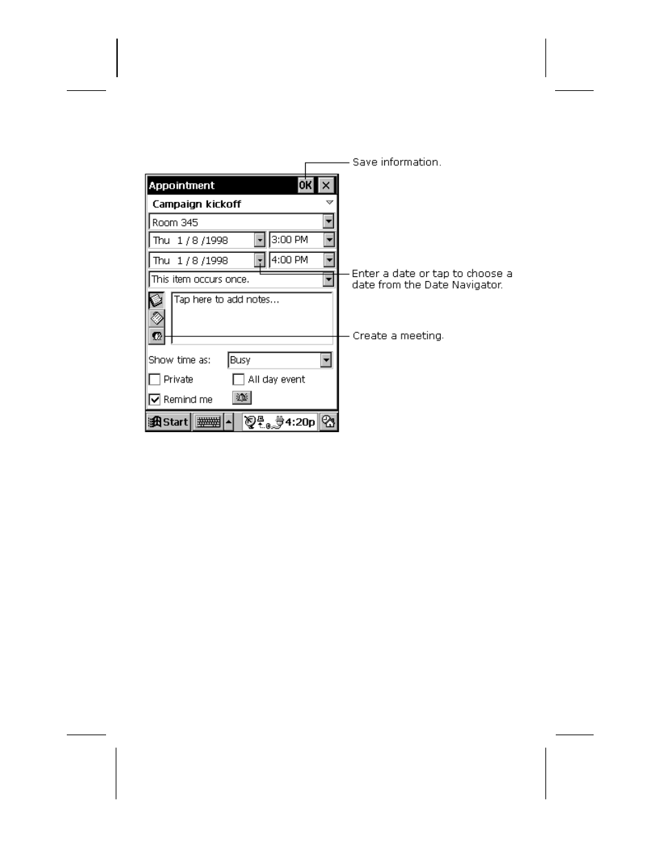 Appointment screen | Compaq AERO 2100 User Manual | Page 85 / 192