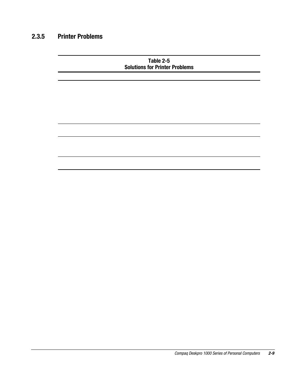 5 printer problems | Compaq DESKPRO 1000 User Manual | Page 25 / 99