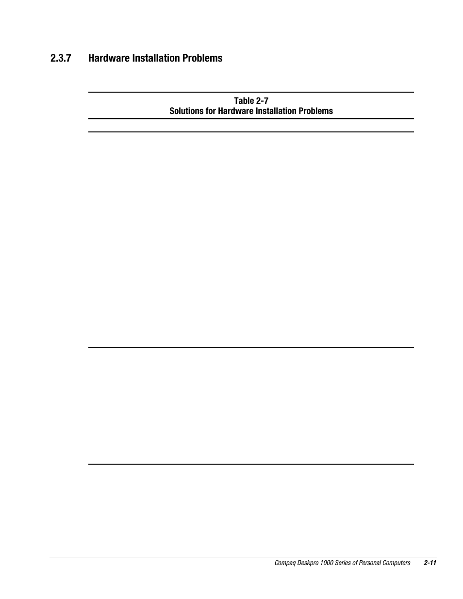 7 hardware installation problems | Compaq DESKPRO 1000 User Manual | Page 27 / 99