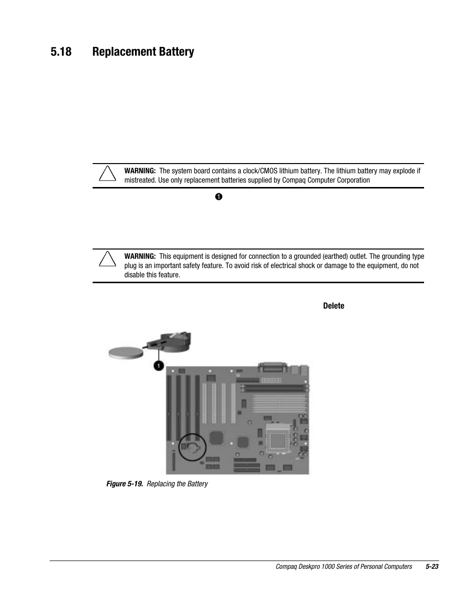 18 replacement battery | Compaq DESKPRO 1000 User Manual | Page 65 / 99