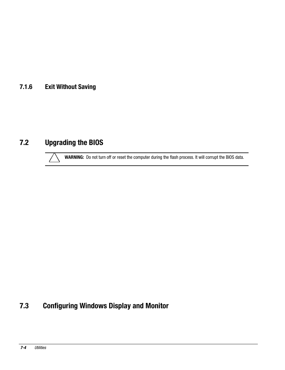 2 upgrading the bios, 3 configuring windows display and monitor, 6 exit without saving | Compaq DESKPRO 1000 User Manual | Page 79 / 99