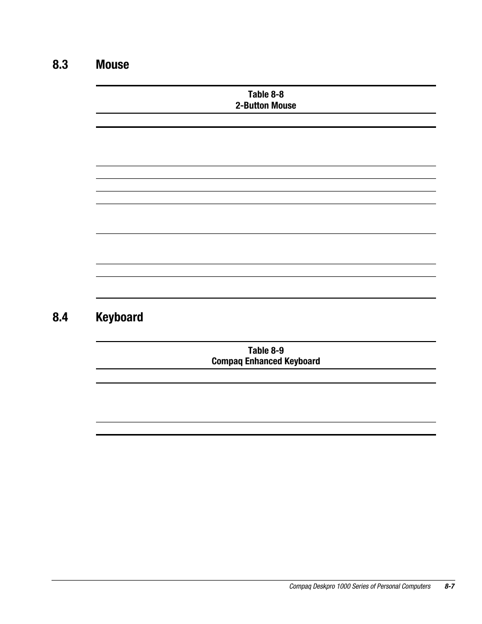 3 mouse, 4 keyboard | Compaq DESKPRO 1000 User Manual | Page 87 / 99