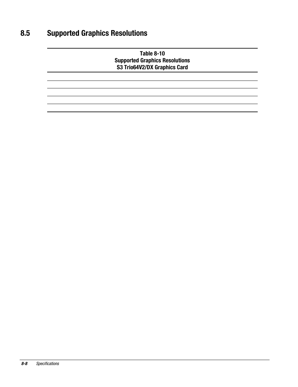 5 supported graphics resolutions | Compaq DESKPRO 1000 User Manual | Page 88 / 99