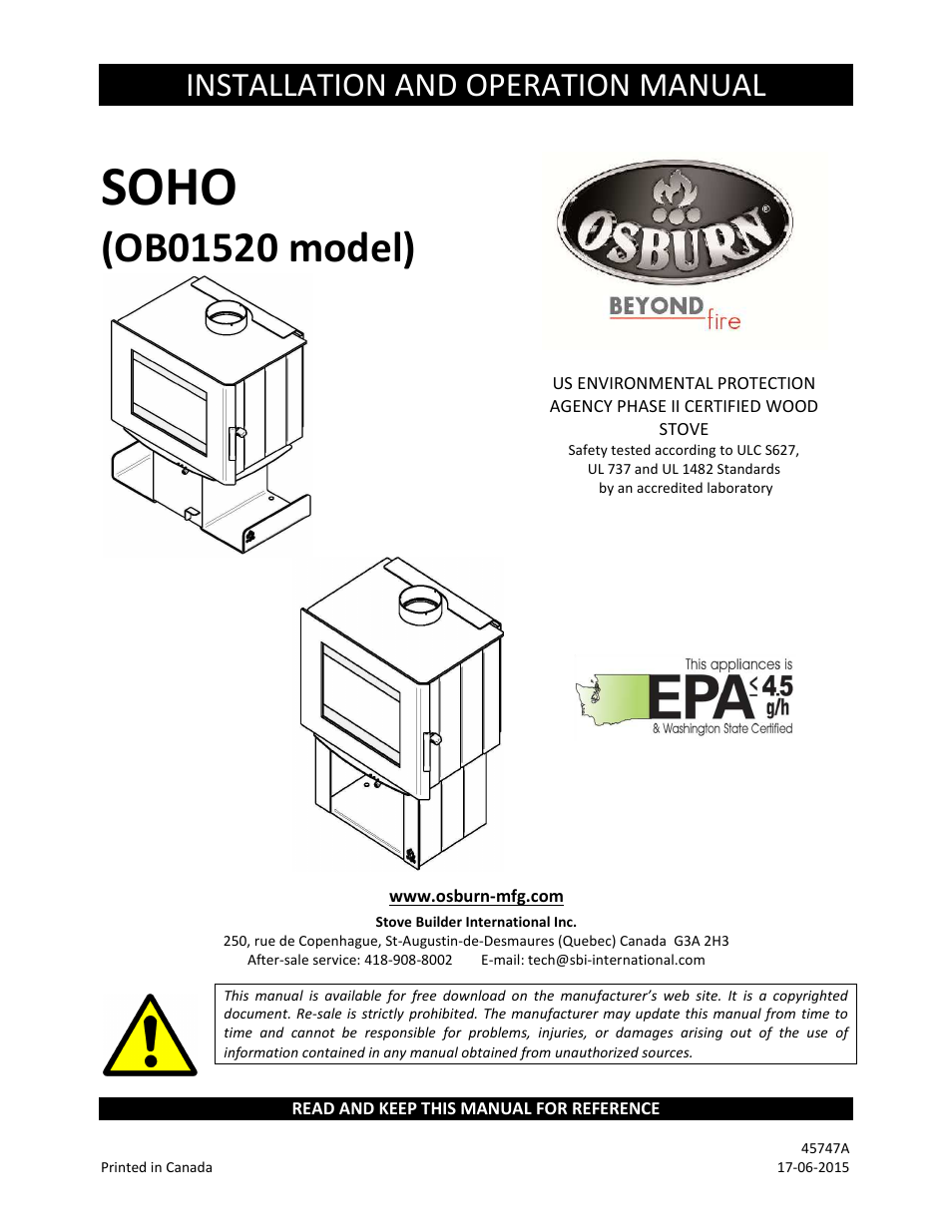 Osburn OB01520 User Manual | 64 pages