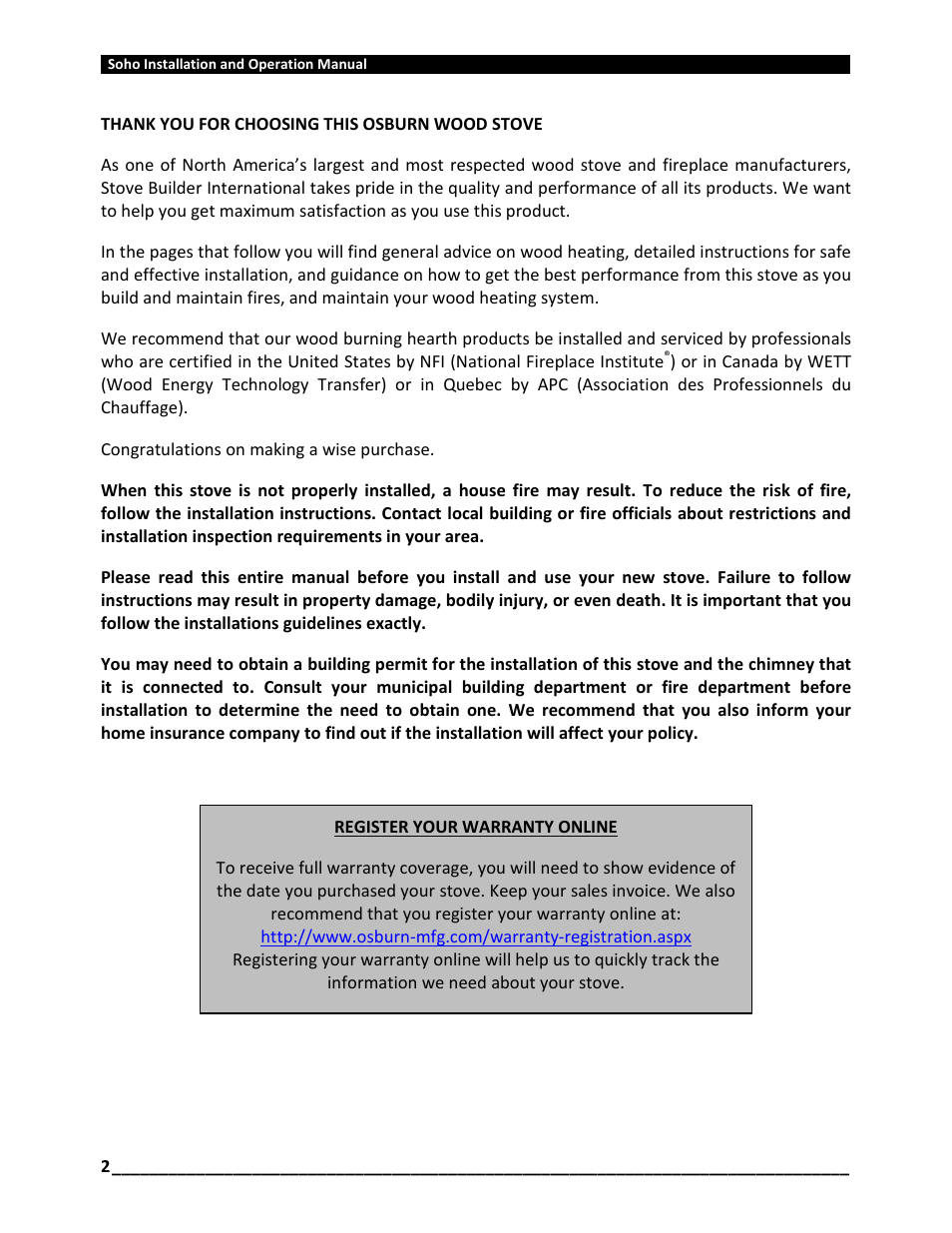 Osburn OB01520 User Manual | Page 2 / 64