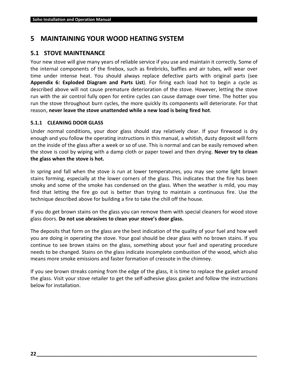5maintaining your wood heating system | Osburn OB01520 User Manual | Page 22 / 64