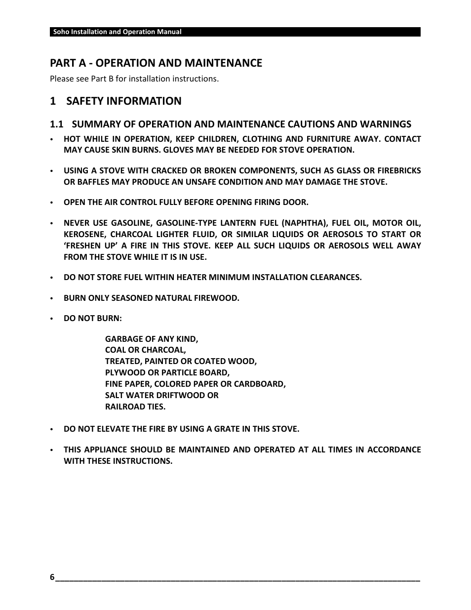 Part a - operation and maintenance, 1safety information | Osburn OB01520 User Manual | Page 6 / 64