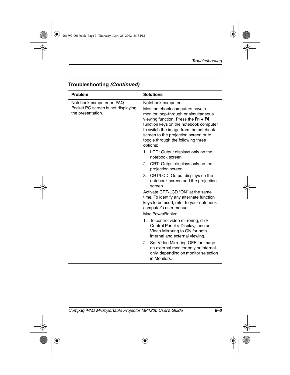 Compaq MP1200 User Manual | Page 58 / 67