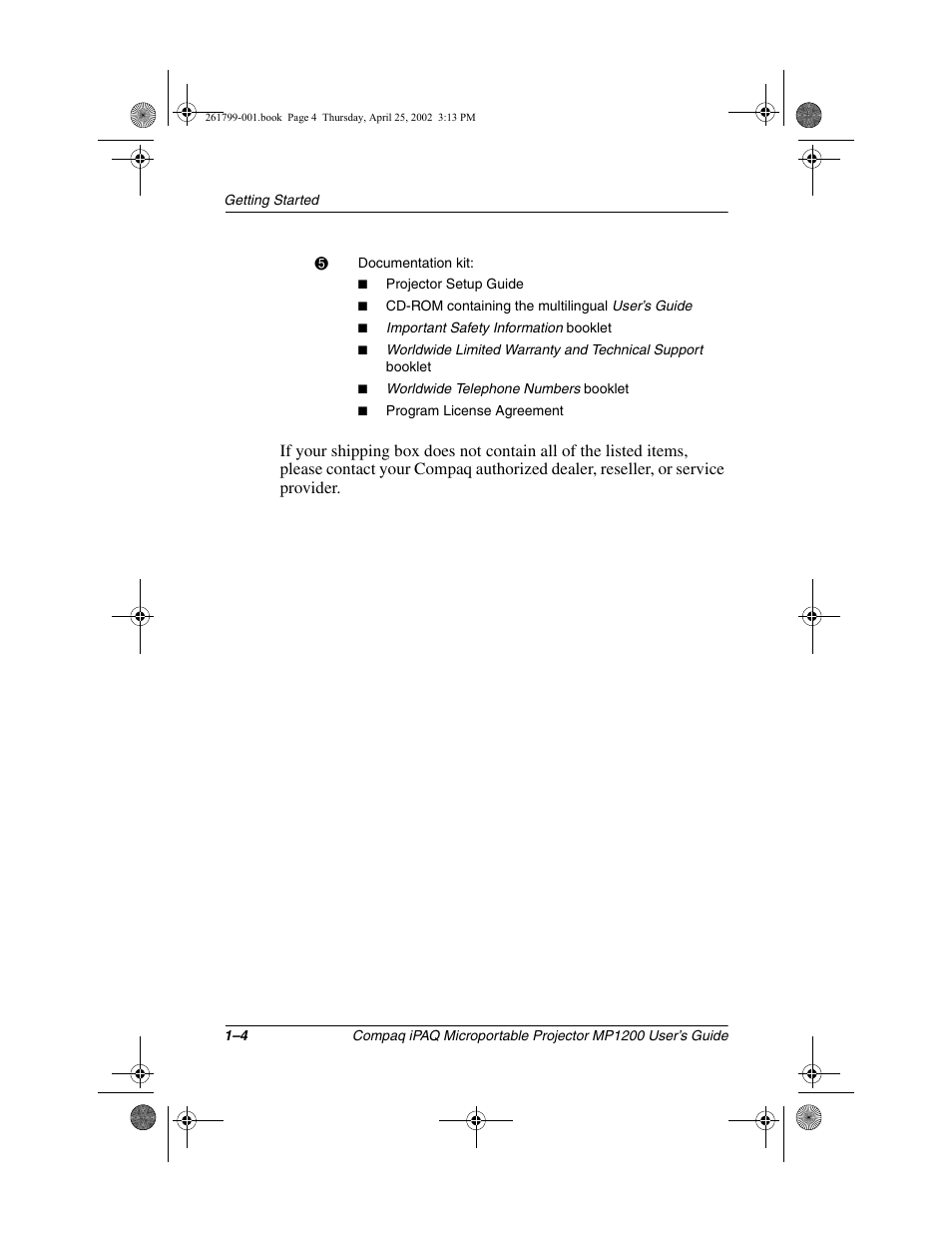 Compaq MP1200 User Manual | Page 6 / 67